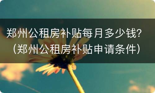 郑州公租房补贴每月多少钱？（郑州公租房补贴申请条件）