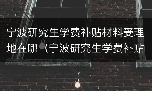 宁波研究生学费补贴材料受理地在哪（宁波研究生学费补贴材料受理地在哪里）
