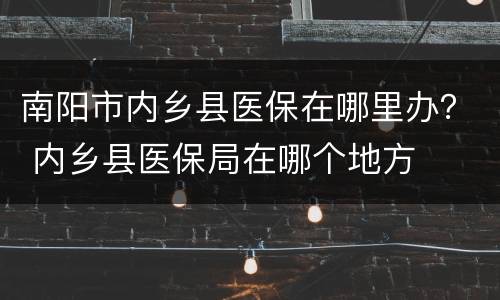 南阳市内乡县医保在哪里办？ 内乡县医保局在哪个地方