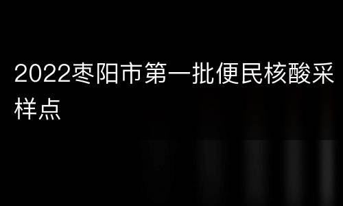 2022枣阳市第一批便民核酸采样点
