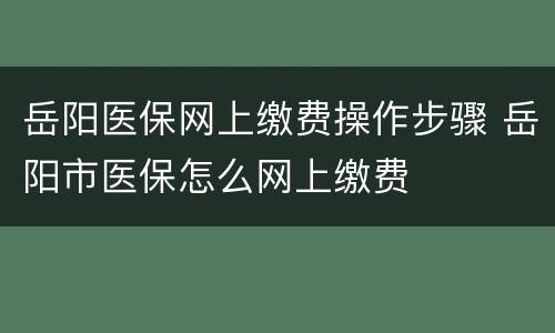 岳阳医保网上缴费操作步骤 岳阳市医保怎么网上缴费