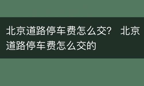 北京道路停车费怎么交？ 北京道路停车费怎么交的