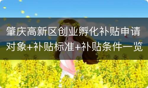 肇庆高新区创业孵化补贴申请对象+补贴标准+补贴条件一览