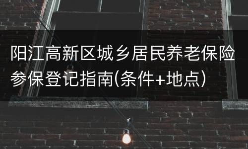 阳江高新区城乡居民养老保险参保登记指南(条件+地点)