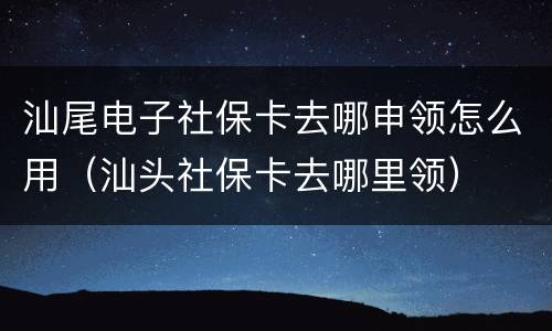 汕尾电子社保卡去哪申领怎么用（汕头社保卡去哪里领）
