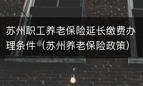 苏州职工养老保险延长缴费办理条件（苏州养老保险政策）