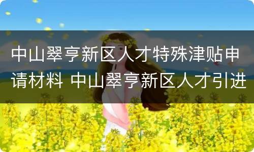中山翠亨新区人才特殊津贴申请材料 中山翠亨新区人才引进