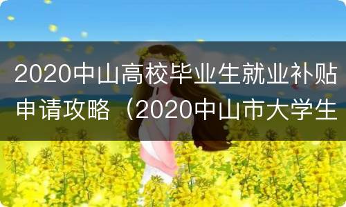 2020中山高校毕业生就业补贴申请攻略（2020中山市大学生就业补贴）