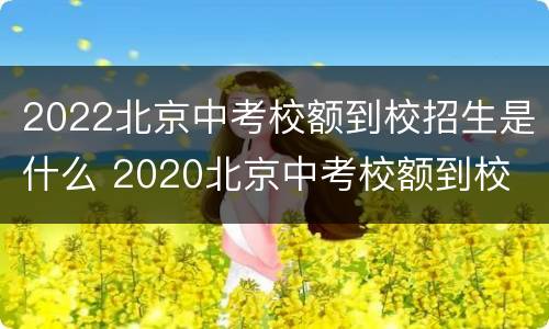 2022北京中考校额到校招生是什么 2020北京中考校额到校
