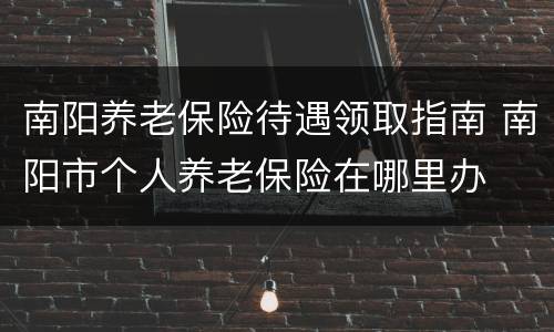 南阳养老保险待遇领取指南 南阳市个人养老保险在哪里办
