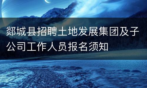 郯城县招聘土地发展集团及子公司工作人员报名须知