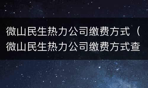 微山民生热力公司缴费方式（微山民生热力公司缴费方式查询）
