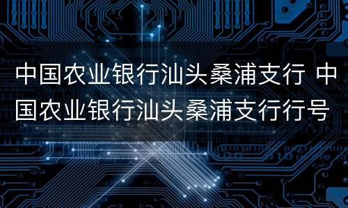 中国农业银行汕头桑浦支行 中国农业银行汕头桑浦支行行号