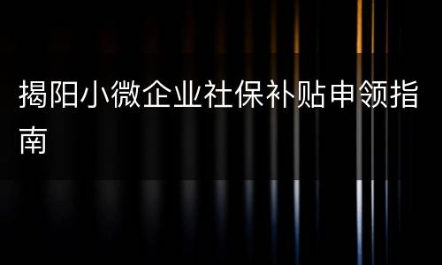 揭阳小微企业社保补贴申领指南