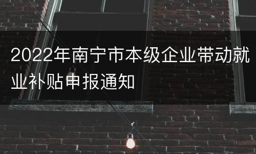 2022年南宁市本级企业带动就业补贴申报通知