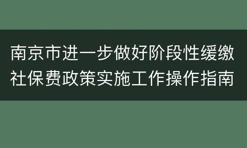南京市进一步做好阶段性缓缴社保费政策实施工作操作指南