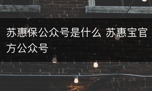 苏惠保公众号是什么 苏惠宝官方公众号