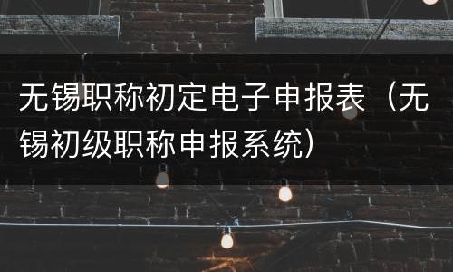 无锡职称初定电子申报表（无锡初级职称申报系统）