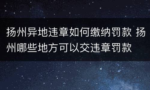 扬州异地违章如何缴纳罚款 扬州哪些地方可以交违章罚款