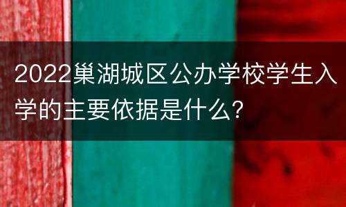2022巢湖城区公办学校学生入学的主要依据是什么？