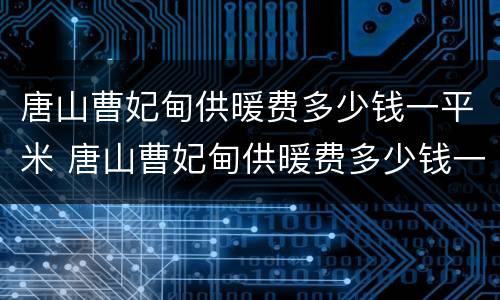 唐山曹妃甸供暖费多少钱一平米 唐山曹妃甸供暖费多少钱一平米啊