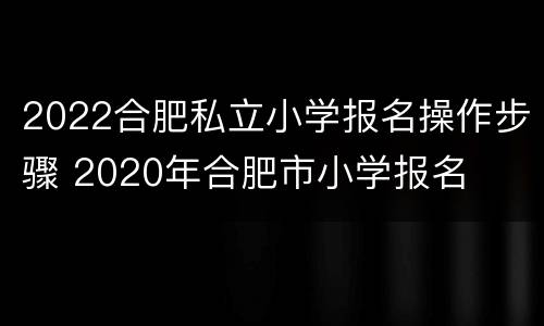 2022合肥私立小学报名操作步骤 2020年合肥市小学报名