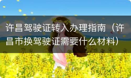 许昌驾驶证转入办理指南（许昌市换驾驶证需要什么材料）