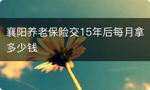 襄阳养老保险交15年后每月拿多少钱