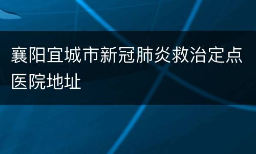 襄阳宜城市新冠肺炎救治定点医院地址