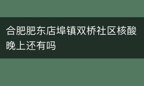 合肥肥东店埠镇双桥社区核酸晚上还有吗
