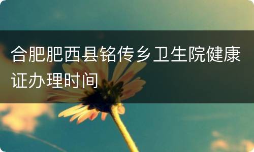 合肥肥西县铭传乡卫生院健康证办理时间