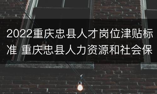 2022重庆忠县人才岗位津贴标准 重庆忠县人力资源和社会保障网