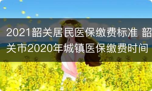 2021韶关居民医保缴费标准 韶关市2020年城镇医保缴费时间
