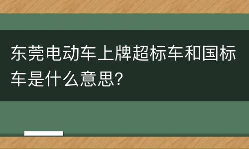东莞电动车上牌超标车和国标车是什么意思？