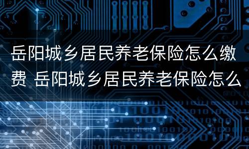 岳阳城乡居民养老保险怎么缴费 岳阳城乡居民养老保险怎么缴费的