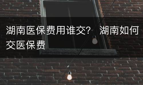 湖南医保费用谁交？ 湖南如何交医保费