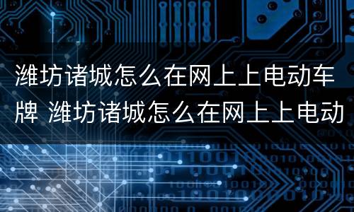 潍坊诸城怎么在网上上电动车牌 潍坊诸城怎么在网上上电动车牌照