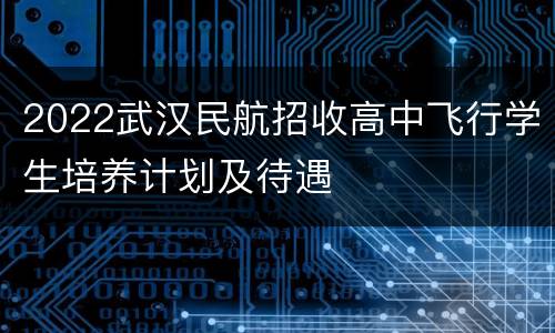 2022武汉民航招收高中飞行学生培养计划及待遇