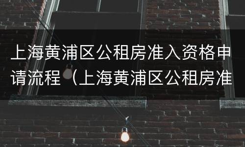 上海黄浦区公租房准入资格申请流程（上海黄浦区公租房准入资格申请流程视频）