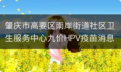 肇庆市高要区南岸街道社区卫生服务中心九价HPV疫苗消息