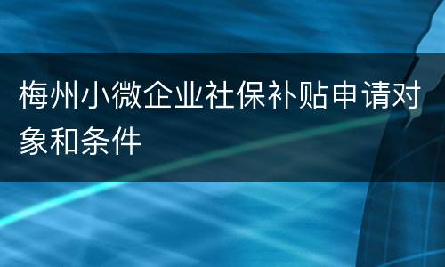 梅州小微企业社保补贴申请对象和条件