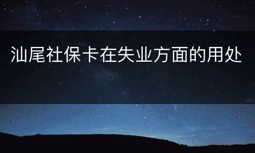 汕尾社保卡在失业方面的用处