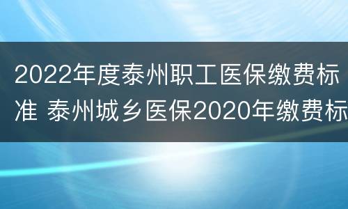 2022年度泰州职工医保缴费标准 泰州城乡医保2020年缴费标准