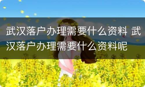 武汉落户办理需要什么资料 武汉落户办理需要什么资料呢