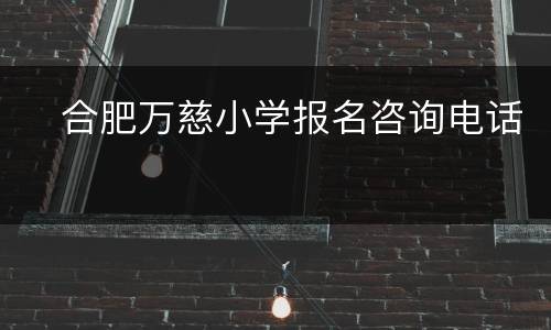 ​合肥万慈小学报名咨询电话