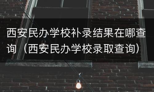 西安民办学校补录结果在哪查询（西安民办学校录取查询）
