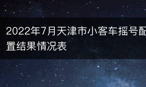2022年7月天津市小客车摇号配置结果情况表