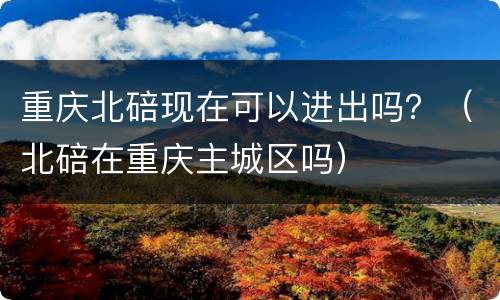 重庆北碚现在可以进出吗？（北碚在重庆主城区吗）
