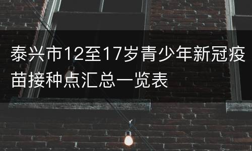 泰兴市12至17岁青少年新冠疫苗接种点汇总一览表