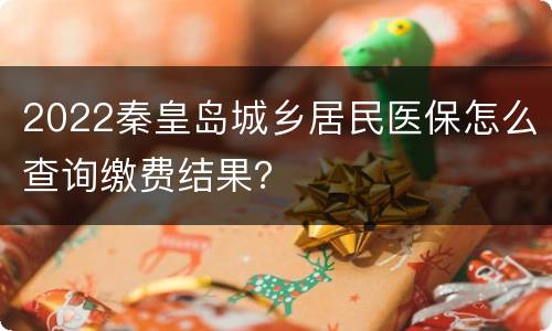 2022秦皇岛城乡居民医保怎么查询缴费结果？